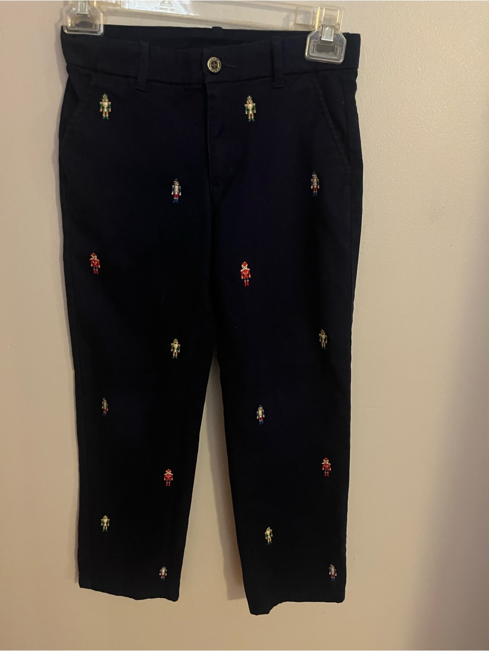 Janie and Jack Navy Chinos with Nutcracker Embroidery